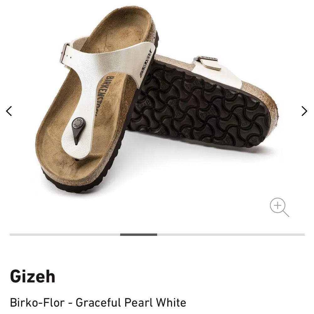 Birkenstock Gizeh Birko-Flor “Pearl White” Leather Sandals - Sz 40